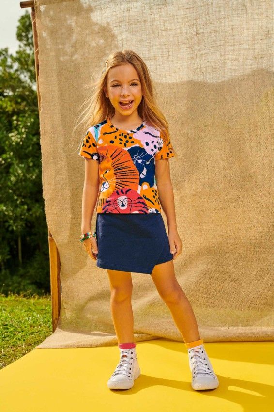 Conjunto fashion de malha infantil