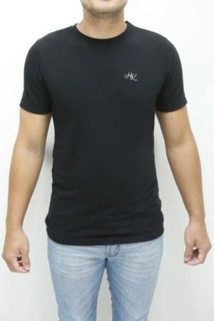 Camiseta masculina preta básica Hibisko