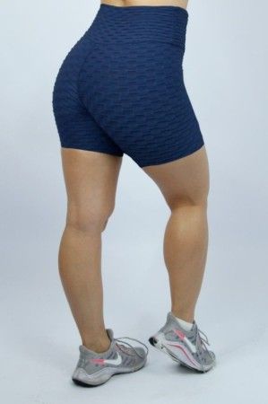 Shorts Bolha Suplex Fitness Cós Alto Compressão Azul