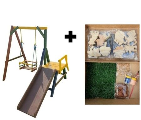 Playground 1,45m e Brinquedo para Colorir Safari de Madeira Móveis Rústicos Bv Magazine