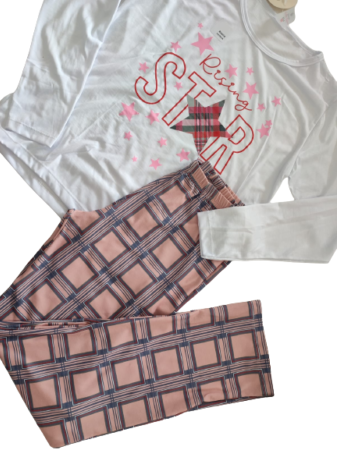 Pijama estampado ( star xadrez rosa)