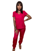 Pijama Cirúrgico Feminino com calça jogger - cor pink