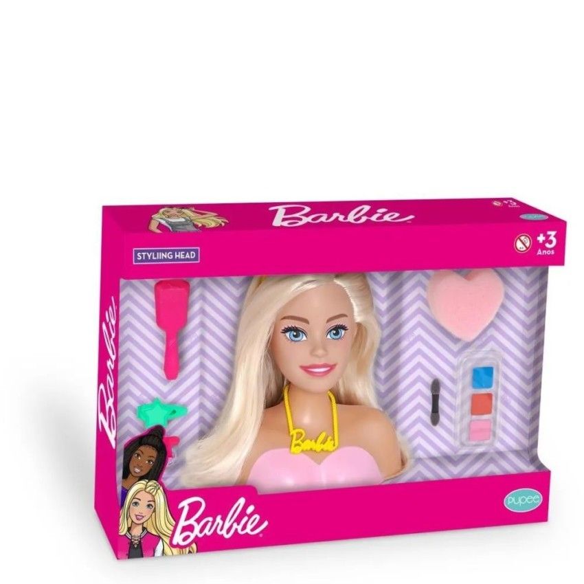 Boneca Busto Barbie Styling Head Faces Para Maquiar Com Acessórios