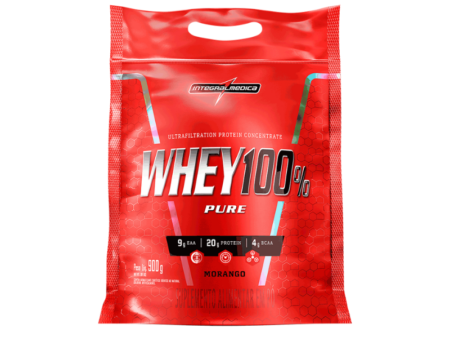 whey protein 100% pure integralmedica 900g _ sabor morango