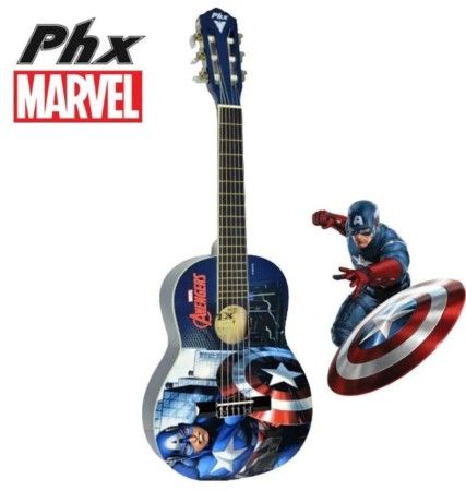 Violão Infantil Linha Marvel Capitão América com capa Phx