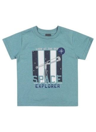 Camiseta Infantil Menino Malha Estampa do Espaço Mundi