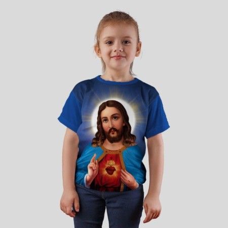 Camiseta Infantil Unissex Sagrado Coração De Jesus
