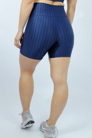 Shorts 3D Cintura Alta Poliamida Azul