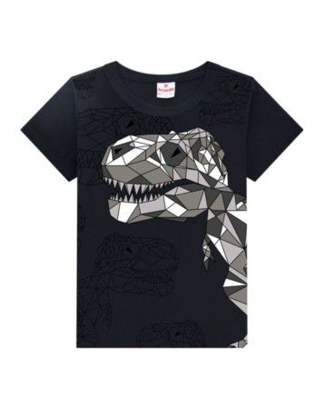 Camiseta Infantil Menino Malha Estampa de Dinossauro