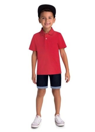 Camisa Polo Básica Infantil Menino de Malha Brandili