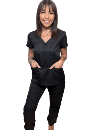 Pijama Cirúrgico Feminino com calça jogger - cor preta