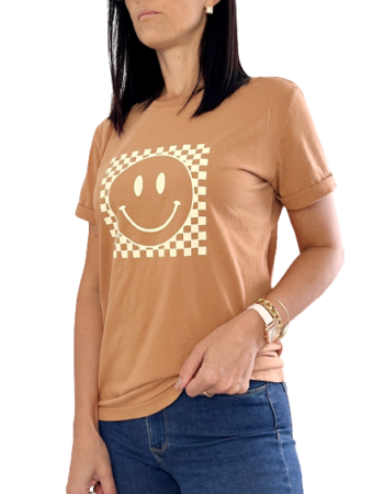 T-Shirt Feminina Marrom Smile