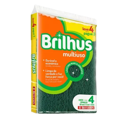 Esponja Brilhus Multiuso Pacote com 4 Unidades