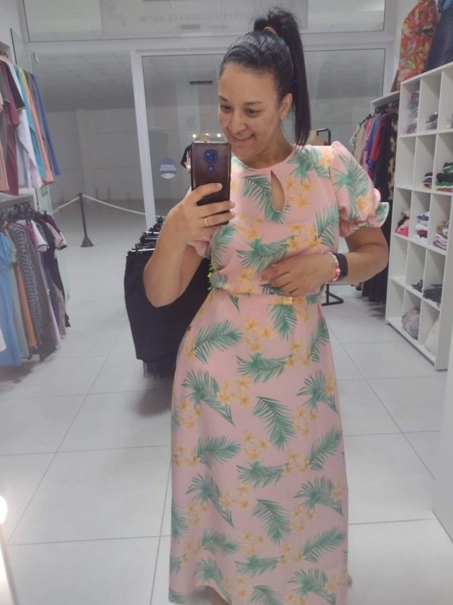 Vestido de viscose sales florido