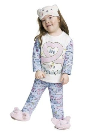 Pijama Infantil Menina Com Estampa De Cachorrinho Que Brilha No Escuro Brandili