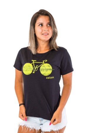Camiseta feminina Zatom bicicleta Preta