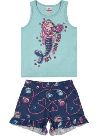 Conjunto Infantil Menina de Malha com Estampa de Sereia Brandili