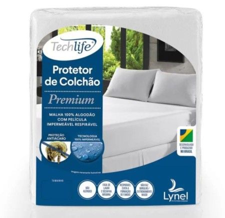 Protetor de Colchão Impermeável Queen Size TechLife Premium Algodão Lynel