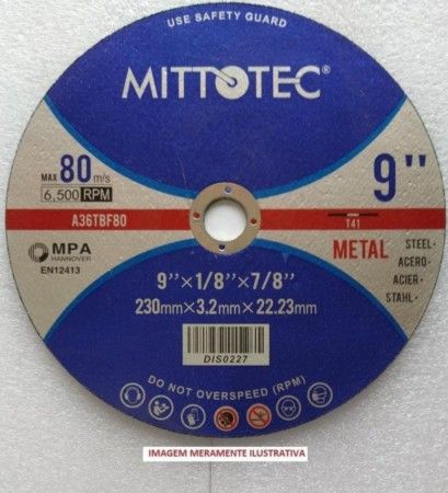 Disco de corte 9 poleg. 3.2mm dis0227 mittotec - 50pcs