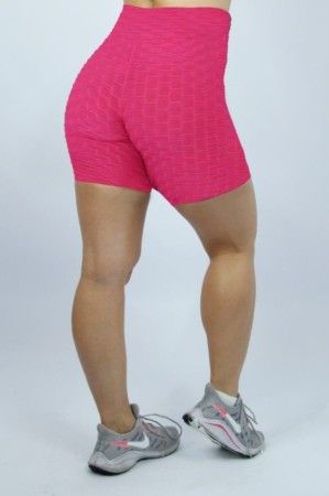 Shorts Bolha Suplex Fitness Cós Alto Compressão Rosa
