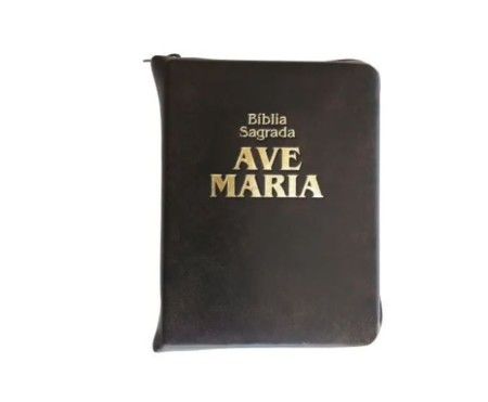 Bíblia Sagrada Ave-Maria Capa Marrom Zíper Média