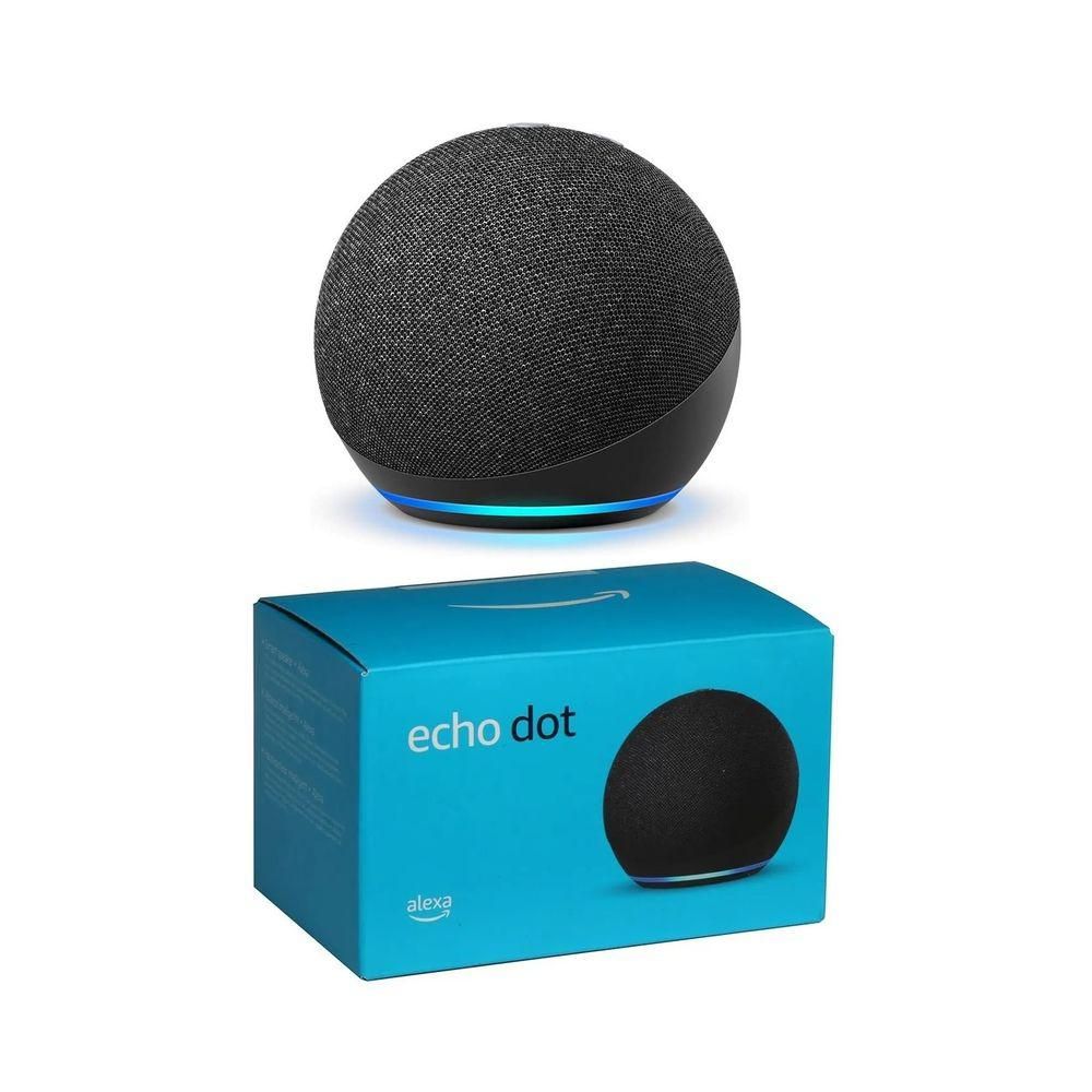 Smart speaker  echo dot 4 geracao com alexa preto com relogio