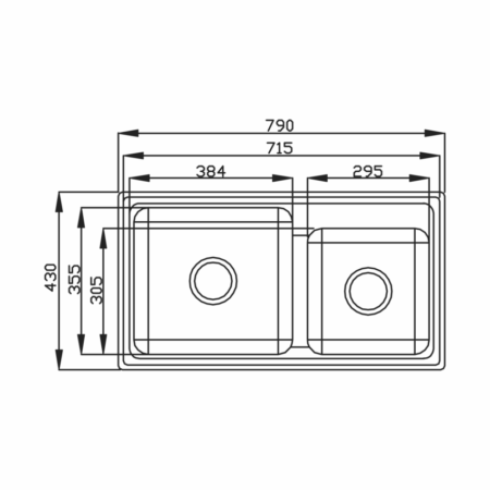 Cuba Inox 230x460x800 Dupla Premium 30521 - Ghelplus