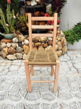 Cadeira Avulsa com Assento de Palha sem Pintura de Madeira Maciça Bela Móveis