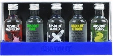 Kit 5 Miniatura Vodka Absolut Sabores 50ml Case Presente !