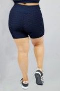 Shorts Bolha Suplex Fitness Cós Alto Compressão Azul (Plus Size)