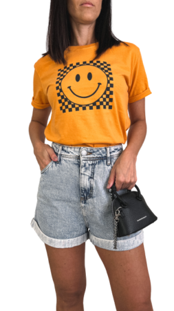 T-Shirt Feminina Laranja Smile