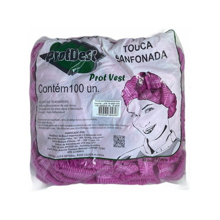 Touca Sanfonada Rosa Pink (Protdesc) - Pacote com 100 Unidades