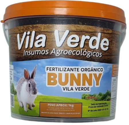 Fertilizante Orgânico Bunny Vila Verde balde com 1kg Linha Premium