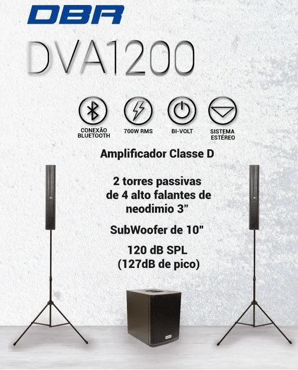 Caixa De Som Sistema Line Vertical Com Subwoofer Ativo Dva Dbr A