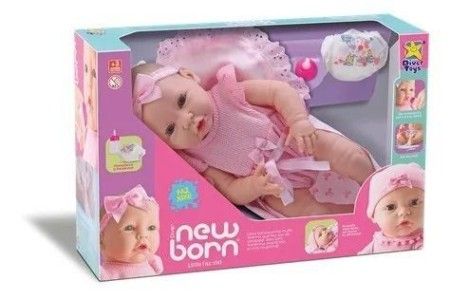 Boneca Bebê New Born Little Faz Xixi Divertoys