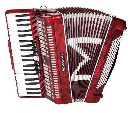 Acordeon 120 baixos 7 registros Michael Vermelho com Case