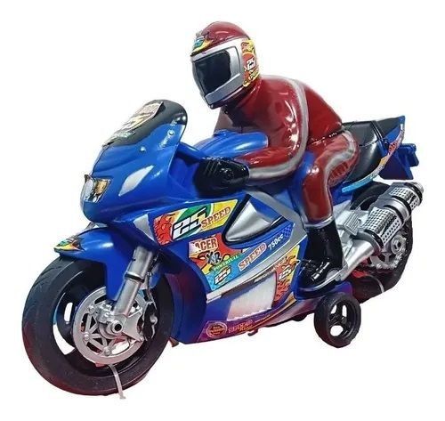 Moto Racer Corrida Motor C/ Som Motoca Fricção Azul Lider - Ailos Apro