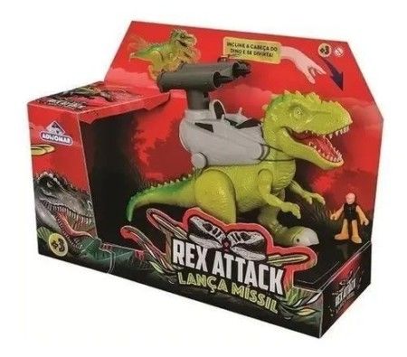 Dinossauro Attack Rex Grande 40 Cm Com Som Luz Lança Míssil