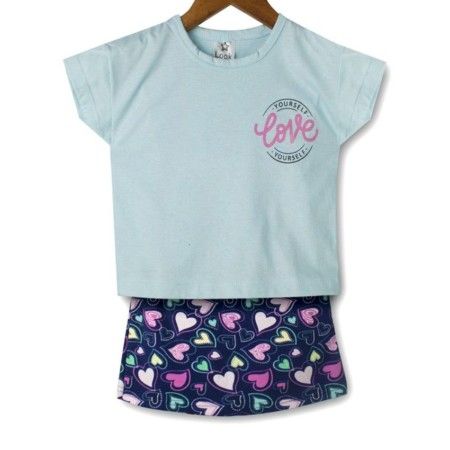 Conjunto Infantil Menina Cropped Love e Shorts Saia Corações - Magia Baby