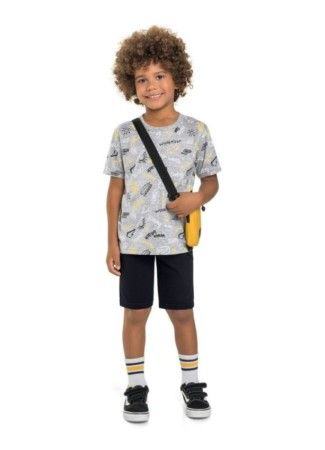 Camiseta Infantil Menino de Malha com Estampa de Verão Brandili