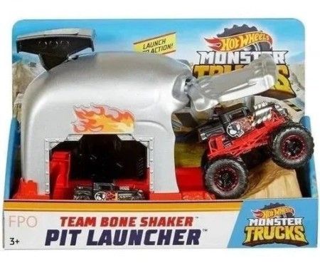 Hot Wheels Monster Trucks Carro Com Lançador Team Bone Shake
