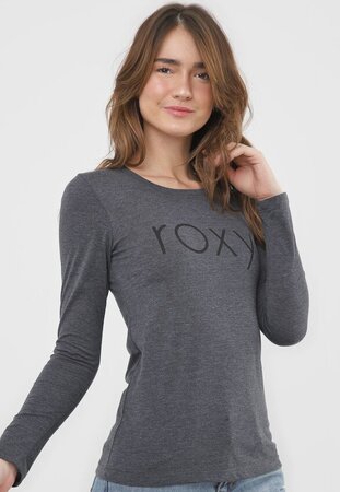 Camiseta Roxy M/L With You Could - Cinza Mescla