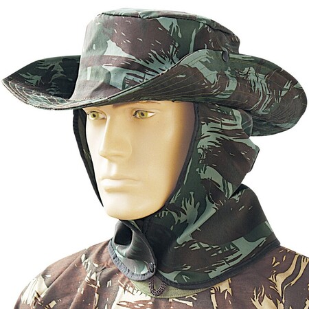 Chapéu Camuflado com Saia Proteção Solar Nuca Pescoço Oxford