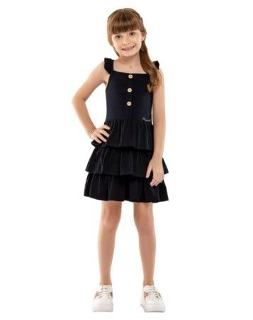 Vestido Infantil Menina Malha com Cor Lisa Mundi