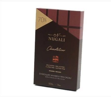 Chocolate Amargo 70% Cacau SEM LACTOSE/VEGANO/KOSHER - NUGALI