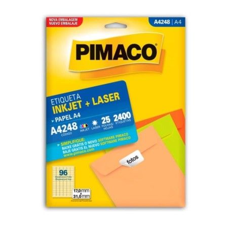 Etiqueta Laser/Jet A4 248 17,0X31,0 Pimaco Cx C/25F