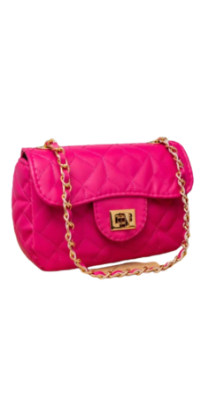 Bolsa Feminina de Ombro Pink Alça Corrente