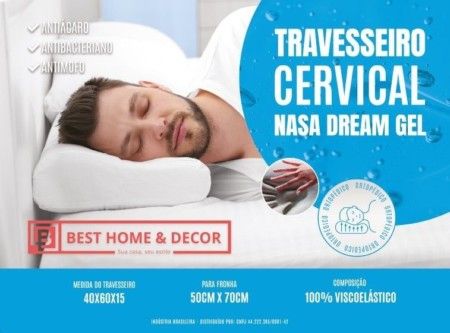 Travesseiro Best Home Dream Cervical Ortopédico Gel Viscoelástico 50cm x 70cm
