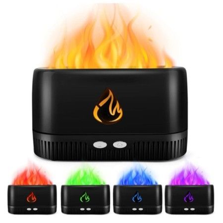 Difusor Umidificador De Chama USB  Ultrassônico  LED colorida na cor preto