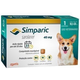 Simparic comprimido para cães 10,1 - 20kg (Cx com 3 comprimidos)